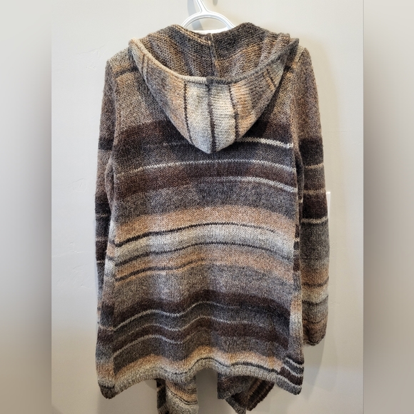Michael Kors Brown Striped Hooded Cardigan Size Medium - Picture 3 of 5